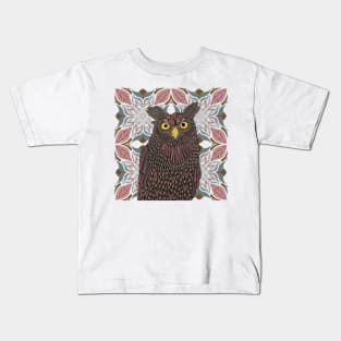 Decorated Great Horned Owl Kids T-Shirt